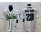 Philadelphia Eagles #20 Brian Dawkins White With Patch Cool Base Stitched Baseball Jersey