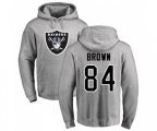 Oakland Raiders #84 Antonio Brown Ash Name & Number Logo Pullover Hoodie