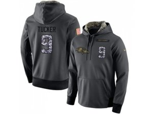 Baltimore Ravens #9 Justin Tucker Stitched Black Anthracite Salute to Service Player Performance Hoodie