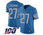 Detroit Lions #27 Justin Coleman Blue Team Color Vapor Untouchable Limited Player 100th Season Football Jersey