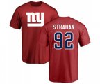 New York Giants #92 Michael Strahan Red Name & Number Logo T-Shirt