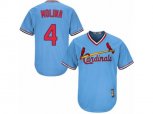 St. Louis Cardinals #4 Yadier Molina Authentic Light Blue Cooperstown MLB Jersey