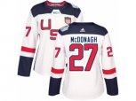 Women Adidas Team USA #27 Ryan McDonagh Authentic White Home 2016 World Cup Hockey Jersey