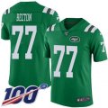 New York Jets #77 Mekhi Becton Green Stitched Limited Rush 100th Season Jersey