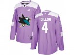 Adidas San Jose Sharks #4 Brenden Dillon Purple Authentic Fights Cancer Stitched NHL Jersey