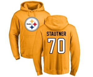 Pittsburgh Steelers #70 Ernie Stautner Gold Name & Number Logo Pullover Hoodie