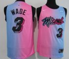 Miami Heat #3 Dwyane Wade Pink-Blue Swingman Basketball Jersey