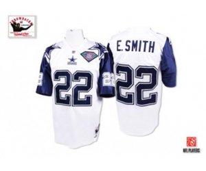 Dallas Cowboys #22 Emmitt Smith Authentic White 75TH Patch Throwback Football Jersey