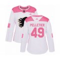 Women Calgary Flames #49 Jakob Pelletier Authentic White Pink Fashion Hockey Jersey