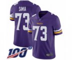 Minnesota Vikings #73 Dru Samia Purple Team Color Vapor Untouchable Limited Player 100th Season Football Jersey