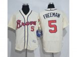 Atlanta Braves #5 Freddie Freeman Cream Flexbase Authentic Collection Stitched Baseball Jersey