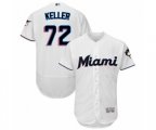 Miami Marlins Kyle Keller White Home Flex Base Authentic Collection Baseball Player Jersey