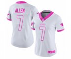 Women Carolina Panthers #7 Kyle Allen Limited White Pink Rush Fashion Football Jersey