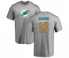 Miami Dolphins #13 Dan Marino Ash Name & Number Logo T-Shirt