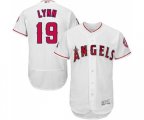 Los Angeles Angels of Anaheim #19 Fred Lynn White Home Flex Base Authentic Collection Baseball Jersey