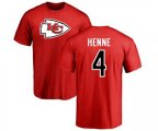 Kansas City Chiefs #4 Chad Henne Red Name & Number Logo T-Shirt
