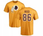 Washington Redskins #86 Jordan Reed Gold Name & Number Logo T-Shirt