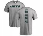 New York Jets #48 Jordan Jenkins Ash Backer T-Shirt