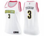 Women's Denver Nuggets #3 Allen Iverson Swingman White Pink Fashion Basketball Jersey