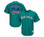 Seattle Mariners #34 Felix Hernandez Authentic Teal Green USA Flag Fashion Baseball Jersey