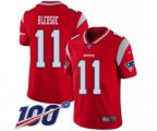 New England Patriots #11 Drew Bledsoe Limited Red Inverted Legend 100th Season Football Jersey
