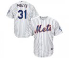 New York Mets #31 Mike Piazza Replica White Home 2016 Hall Of Fame Sleeve Patch Cool Base Baseball Jersey