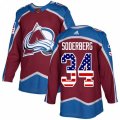Colorado Avalanche #34 Carl Soderberg Authentic Burgundy Red USA Flag Fashion NHL Jersey