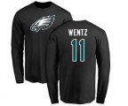 Philadelphia Eagles #11 Carson Wentz Black Name & Number Logo Long Sleeve T-Shirt