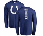 Indianapolis Colts #12 Andrew Luck Royal Blue Backer Long Sleeve T-Shirt