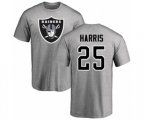 Oakland Raiders #25 Erik Harris Ash Name & Number Logo T-Shirt