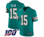 Miami Dolphins #15 Albert Wilson Aqua Green Alternate Vapor Untouchable Limited Player 100th Season Football Jersey
