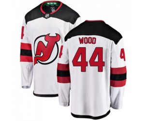 New Jersey Devils #44 Miles Wood Fanatics Branded White Away Breakaway Hockey Jersey