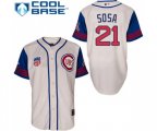 Chicago Cubs #21 Sammy Sosa Authentic Cream Blue 1942 Turn Back The Clock MLB Jersey