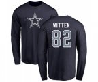 Dallas Cowboys #82 Jason Witten Navy Blue Name & Number Logo Long Sleeve T-Shirt