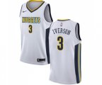 Denver Nuggets #3 Allen Iverson Authentic White Basketball Jersey - Association Edition