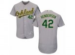 Oakland Athletics #42 Dave Henderson Grey Flexbase Authentic Collection MLB Jersey