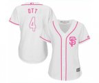 Women's San Francisco Giants #4 Mel Ott Authentic White Fashion Cool Base Baseball Jersey