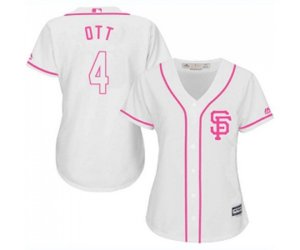 Women\'s San Francisco Giants #4 Mel Ott Authentic White Fashion Cool Base Baseball Jersey