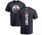 Edmonton Oilers #58 Anton Slepyshev Navy Blue Backer T-Shirt