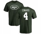 New York Jets #4 Lac Edwards Green Name & Number Logo T-Shirt