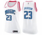Women's Orlando Magic #23 Justin Jackson Swingman White Pink Fashion Basketball Jersey