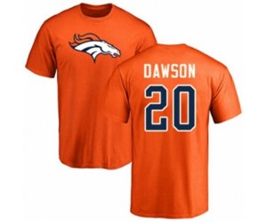 Denver Broncos #20 Duke Dawson Orange Name & Number Logo T-Shirt