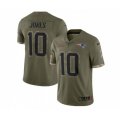 New England Patriots #10 Mac Jones 2022 Olive Salute To Service Limited Stitched Jersey