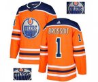 Edmonton Oilers #1 Laurent Brossoit Authentic Orange Fashion Gold NHL Jersey