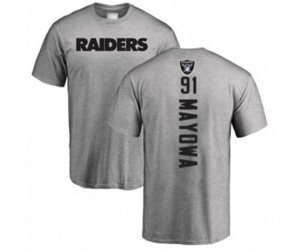 Oakland Raiders #91 Benson Mayowa Ash Backer T-Shirt