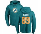 Miami Dolphins #89 Dwayne Allen Aqua Green Name & Number Logo Pullover Hoodie