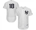 New York Yankees #18 Johnny Damon White Home Flex Base Authentic Collection MLB Jersey