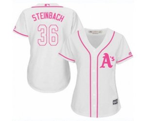 Women\'s Oakland Athletics #36 Terry Steinbach Replica White Fashion Cool Base Baseball Jersey