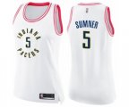 Women's Indiana Pacers #5 Edmond Sumner Swingman White Pink Fashion Basketball Jersey