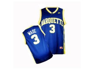 Marquette Golden Eagles Dwyane Wade #3 College Basketball Jersey - Navy Blue